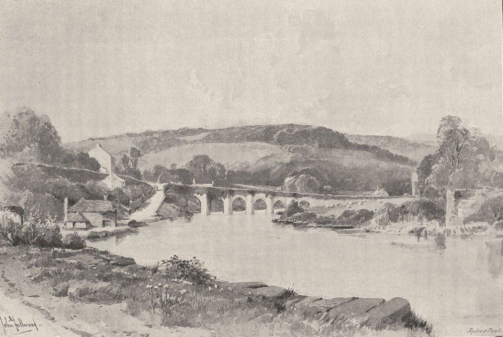 DEVON. Tavistock New Bridge 1901 old antique vintage print picture